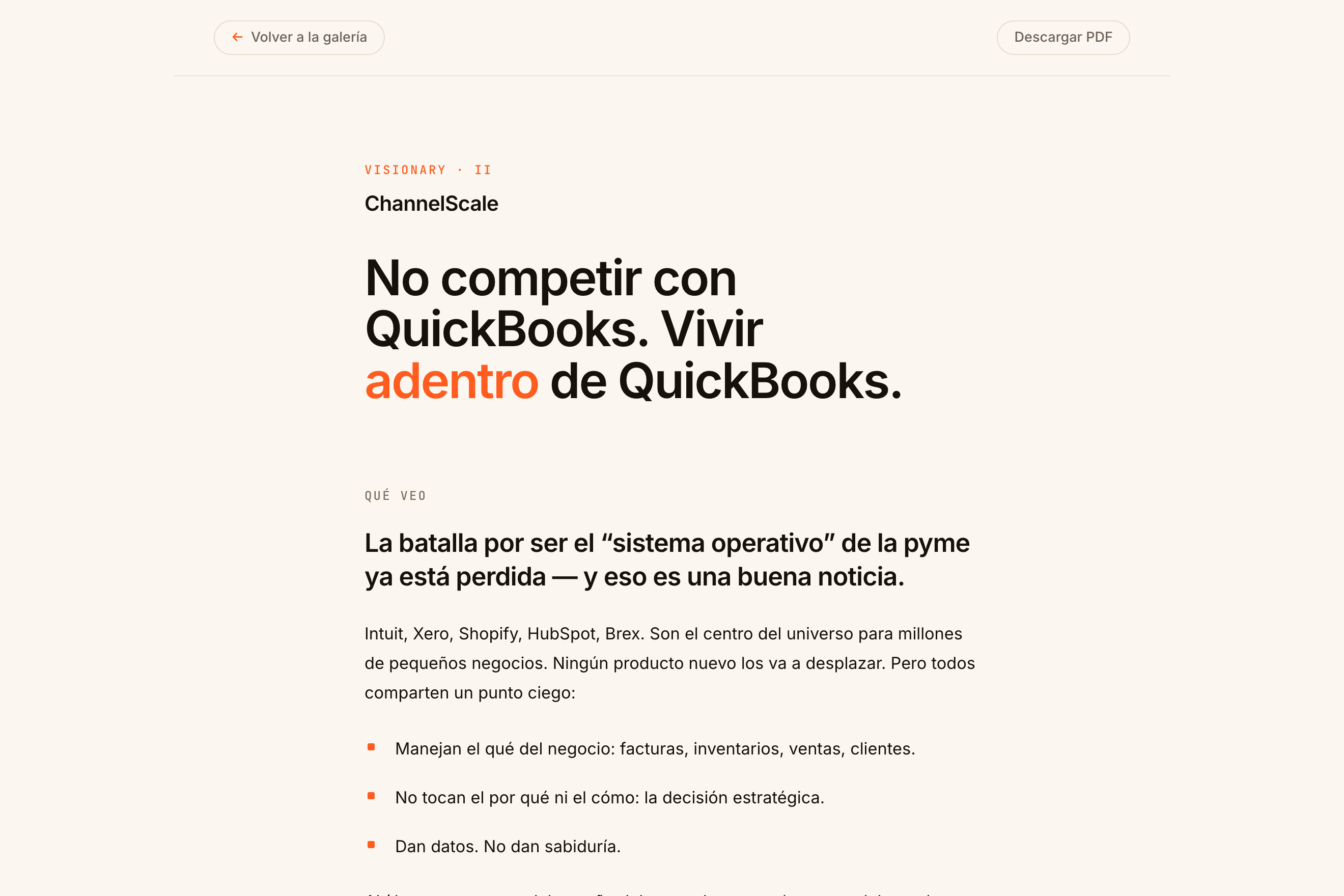 Presentación abierta del camino elegido
